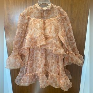 Floral Ruffle Dress - Peach